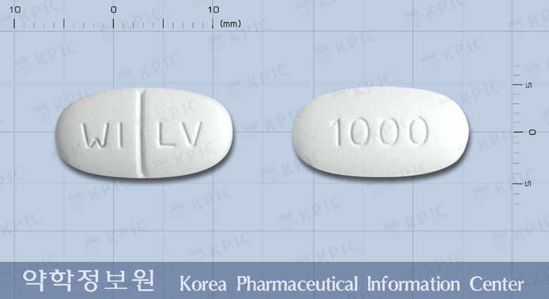 케프렙톨정1000밀리그램(레비티라세탐) 낱알 사진