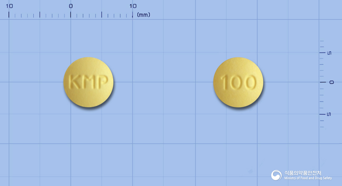 피엠에스쿠에티아핀정100mg(쿠에티아핀푸마르산염) 낱알 사진