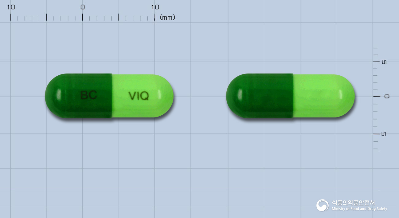 비퀴올캅셀(염산비퀴딜)(수출명:VIQUIOL Capsule) 낱알 사진
