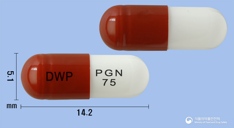 리카뉴로캡슐75mg(프레가발린) 낱알 사진