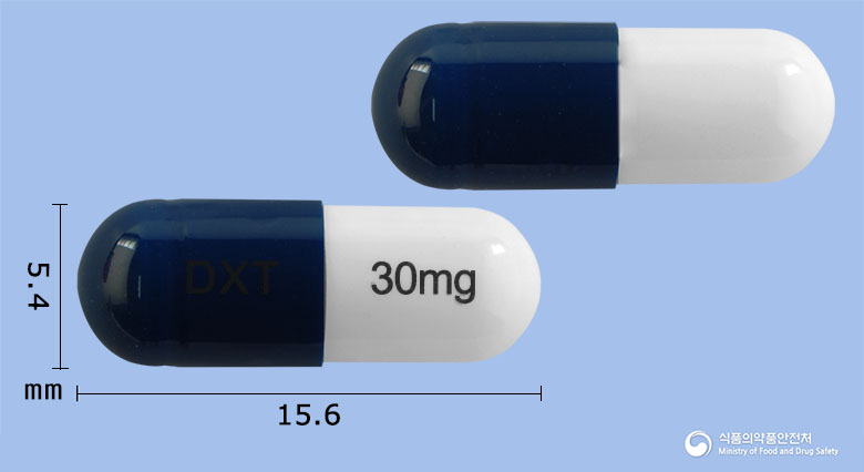 피엠에스둘록세틴캡슐30mg(둘록세틴염산염) 낱알 사진
