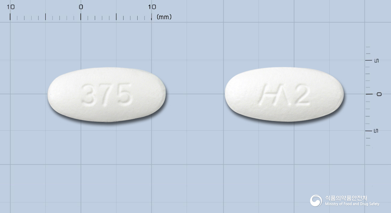 나노크라정375mg[아목시실린,클라불란산칼륨(2:1)] 낱알 사진