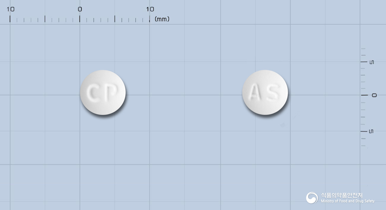 씨엠지아스피린장용정100mg 낱알 사진