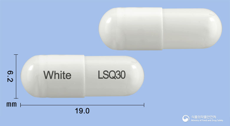 란소큐캡슐30mg(란소프라졸과립) 낱알 사진