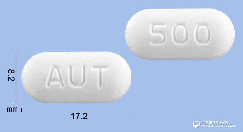 오구멘티에스정500밀리그램(아목시실린·클라불란산칼륨(7:1)) 낱알 사진