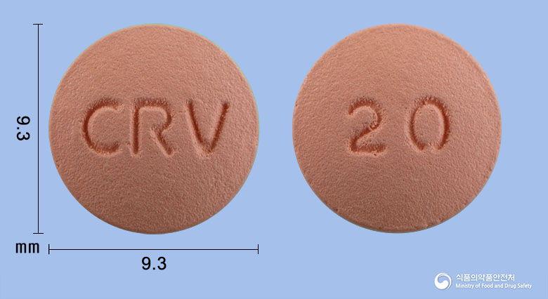 크레라토정20mg(로수바스타틴칼슘) 낱알 사진
