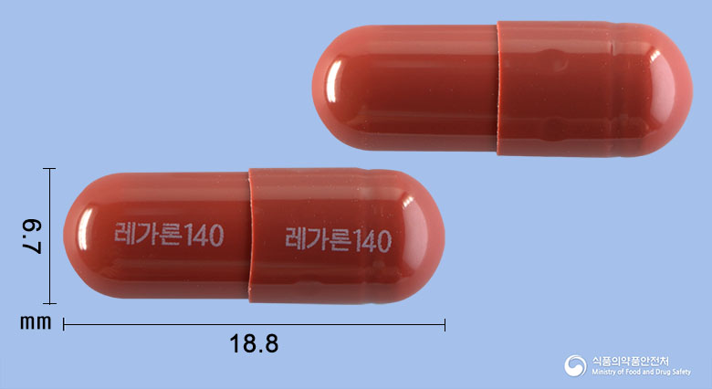 레가론캡슐140(밀크시슬건조엑스산) 낱알 사진