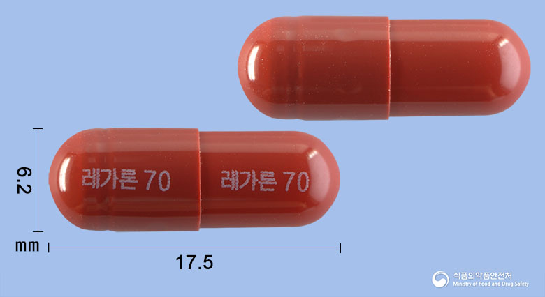 레가론캡슐70(밀크시슬건조엑스산) 낱알 사진