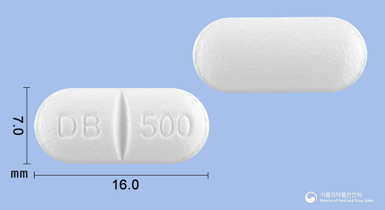 글루파정500mg(메트포르민염산염) 낱알 사진