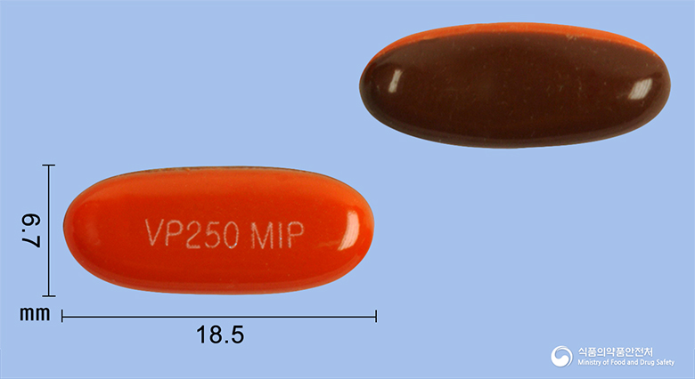 발핀연질캡슐250mg(발프로산)(수출용) 낱알 사진